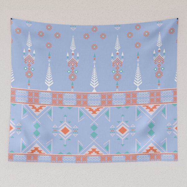 Item preview, Pastel Blue Boho Geometric Aztec Pattern designed and sold by Aumpuk.