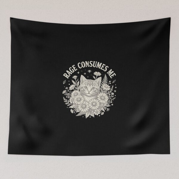 Item preview, Rage Consumes Me Funny Kitten Floral designed and sold by dudelinart.