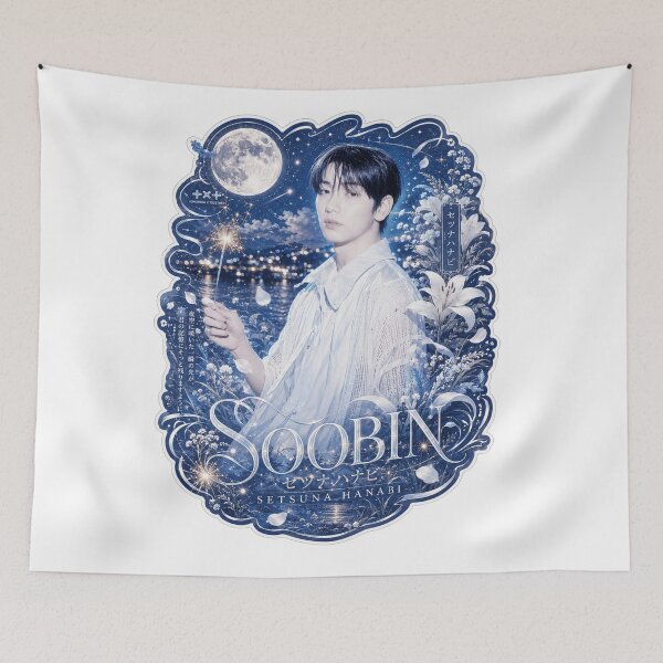 Item preview, TXT Soobin Setsuna Hanabi poster with full moon starry night sky designed and sold by Valeree Store.