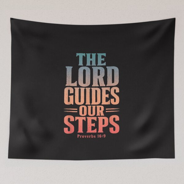 Item preview, The Lord Guides Our Steps Proverbs 16:9 Christian Bible Verse Faith Graphic designed and sold by kiralynstration.