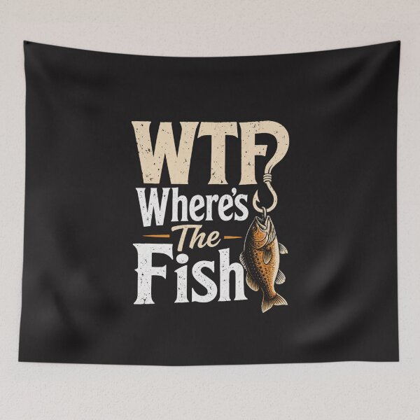 Item preview, WTF Where's The Fish Funny Fishing Angler Vintage Fisherman Graphic designed and sold by kiralynstration.