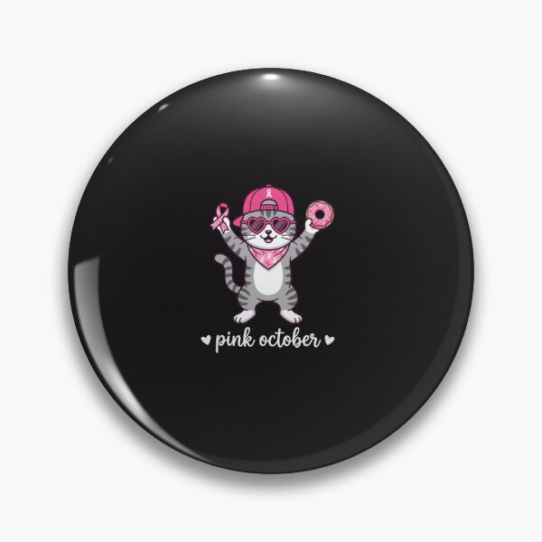 Item preview, Cute Cat Pink October Breast Cancer Awareness Pink Ribbon Graphic designed and sold by kiralynstration.