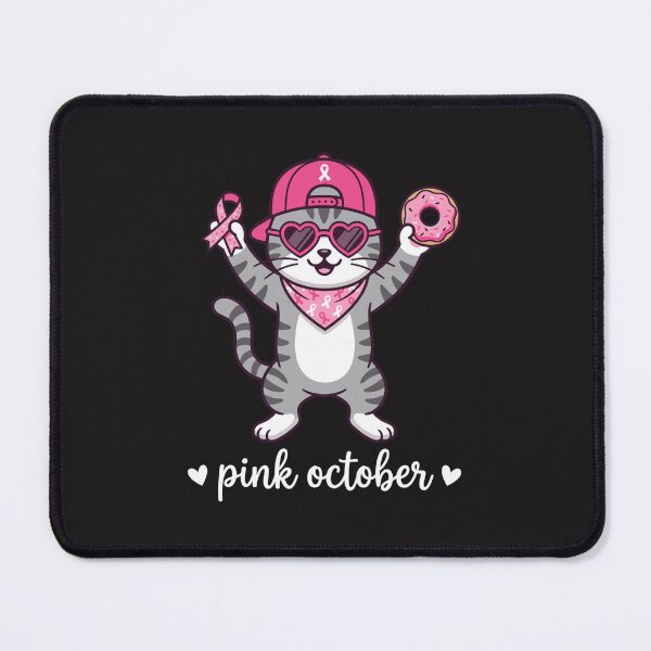 Item preview, Cute Cat Pink October Breast Cancer Awareness Pink Ribbon Graphic designed and sold by kiralynstration.