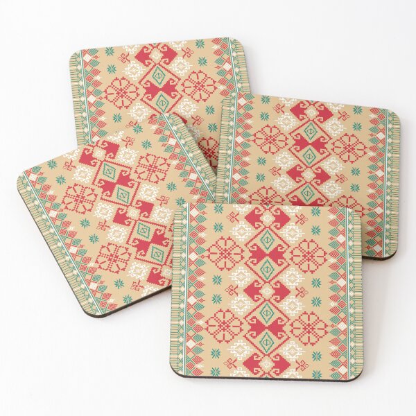 Item preview, Traditional Red and Green Folk Art Cross Stitch Pattern designed and sold by Aumpuk.