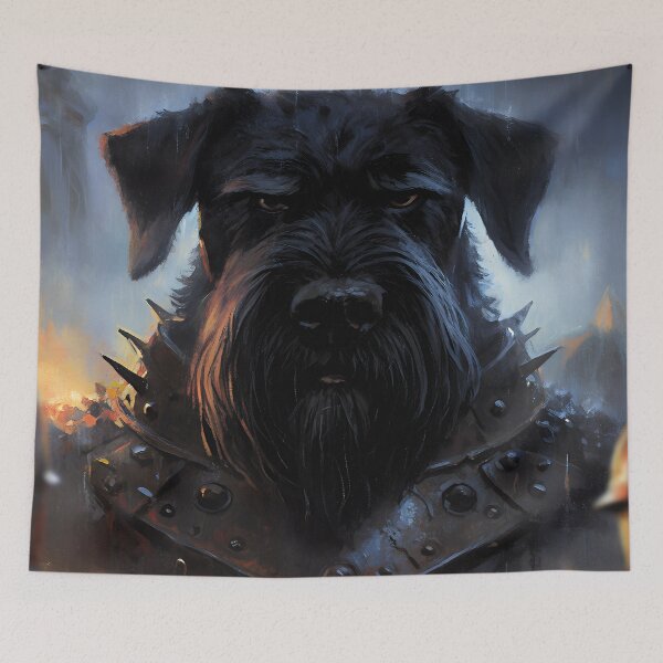 Item preview, Dark Giant Schnauzer Warrior Portrait, Medieval Fantasy Guardian, Gothic Battle Dog, Epic Canine Knight Art designed and sold by cr6zym1nd.