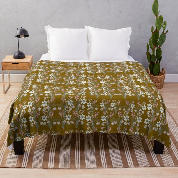 Item preview, Vintage Olive Gold Botanical Lily and Blush Tulip Pattern. designed and sold by Jyoti-Quotes.