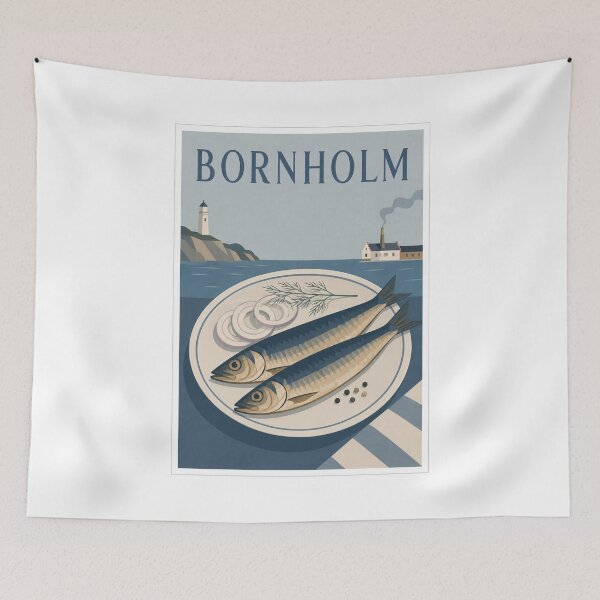 Item preview, Bornholm Smoked Herring Travel Poster designed and sold by Beyond Destinations.