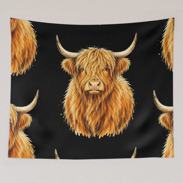 Item preview, Minimal Highland Cow Watercolor | Hand Drawn Farm Animal Illustration designed and sold by ColorSplash123.