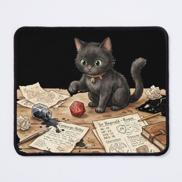 Item preview, Mischievous Black Cat Critical Fail D20 Dice TTRPG Funny Pet designed and sold by WorldShop17.