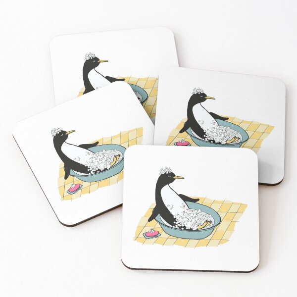 Item preview, Penguin Bathtime Cute Kawaii Bird Splashing Wash Basin Design designed and sold by ToonEra.