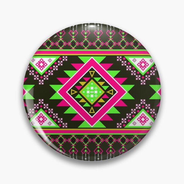Item preview, Neon Pink and Green Geometric Aztec Tribal Pattern designed and sold by Aumpuk.