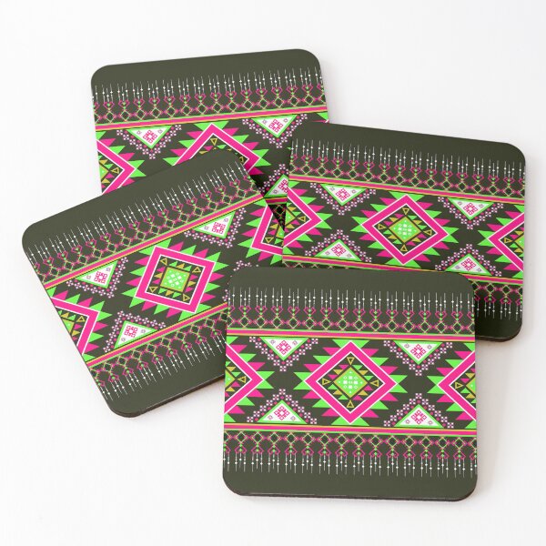 Item preview, Neon Pink and Green Geometric Aztec Tribal Pattern designed and sold by Aumpuk.