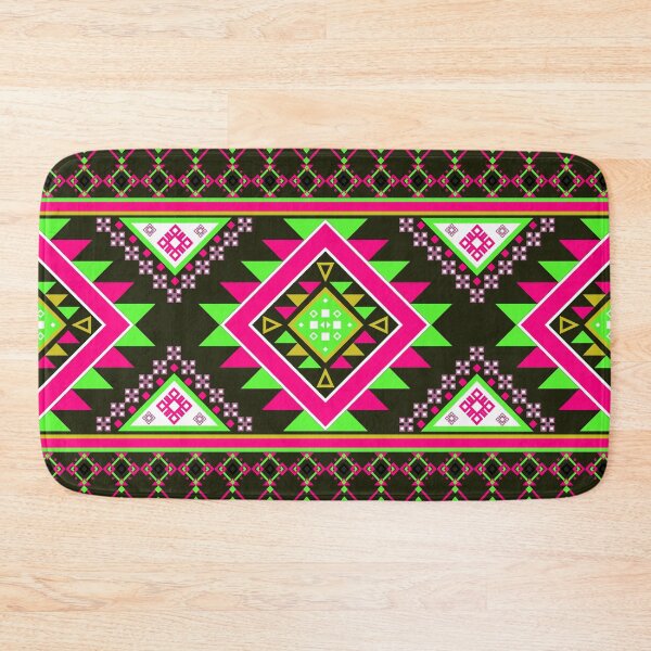Item preview, Neon Pink and Green Geometric Aztec Tribal Pattern designed and sold by Aumpuk.
