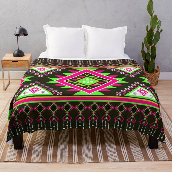 Item preview, Neon Pink and Green Geometric Aztec Tribal Pattern designed and sold by Aumpuk.