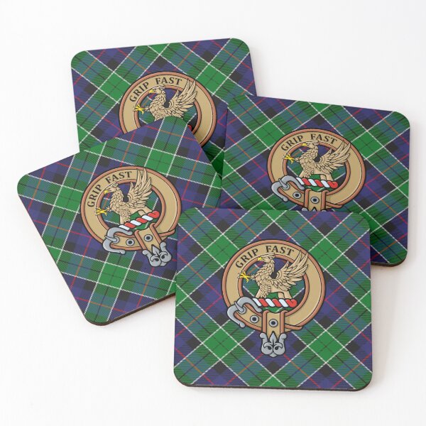 Item preview, Clan Leslie Crest over Hunting Tartan designed and sold by sifis.