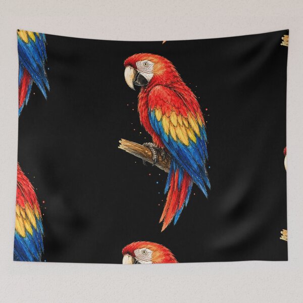 Item preview, Minimal Scarlet Macaw Watercolor | Hand Drawn Tropical Bird Illustration designed and sold by ColorSplash123.