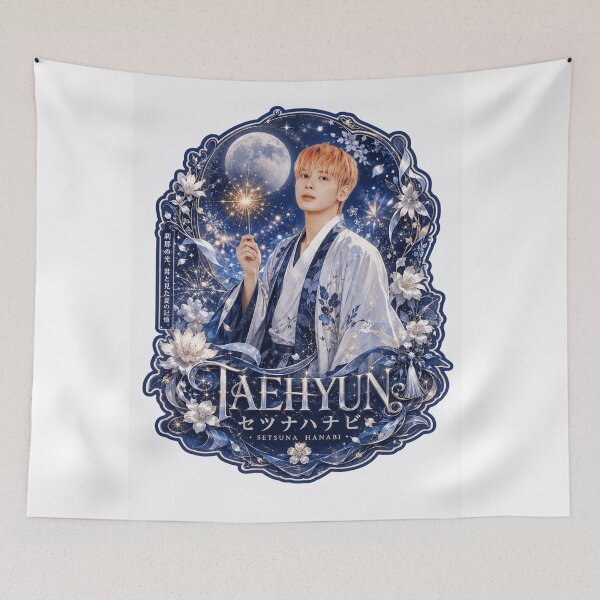 Item preview, TXT Taehyun Setsuna Hanabi poster with starry full moon night designed and sold by Valeree Store.