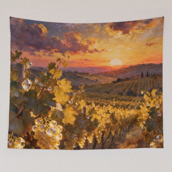 Item preview, ​Starry Night Galaxy Vineyard Sunset Oil Painting designed and sold by Fantasy-Atelier.