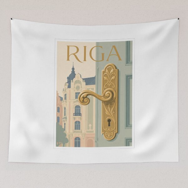 Item preview, Riga Ornate Door Handle Poster designed and sold by Beyond Destinations.