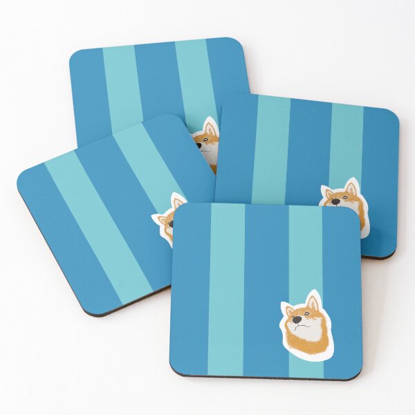 Item preview, Thick stripe (blue, light blue) with Shiba Inu designed and sold by ShibaCruise-On.