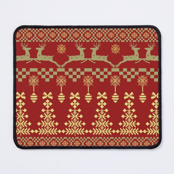Item preview, Red and Gold Nordic Reindeer Christmas Sweater Pattern designed and sold by Aumpuk.