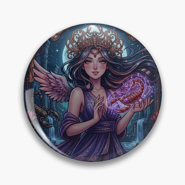 Item preview, Scorpio Energy Art Nouveau Anime Zodiac – Mystic Scorpion Crown Fantasy Illustration designed and sold by RSDigitalPrintDesign.