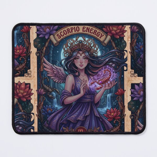 Item preview, Scorpio Energy Art Nouveau Anime Zodiac – Mystic Scorpion Crown Fantasy Illustration designed and sold by RSDigitalPrintDesign.