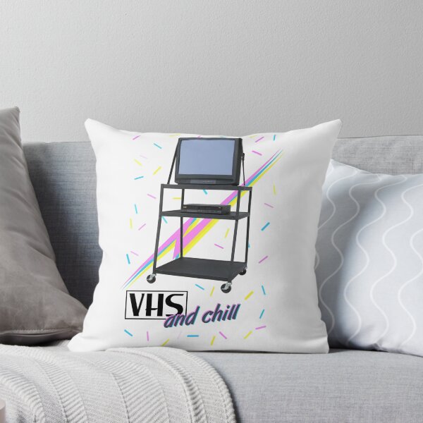 Item preview, VHS and Chill Retro school tv trolley with 80s background designed and sold by qlobba.