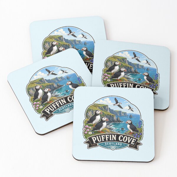 Item preview, Puffin Cove, Scotland - Atlantic Puffins and Coastal Cliffs designed and sold by Myra365Art.