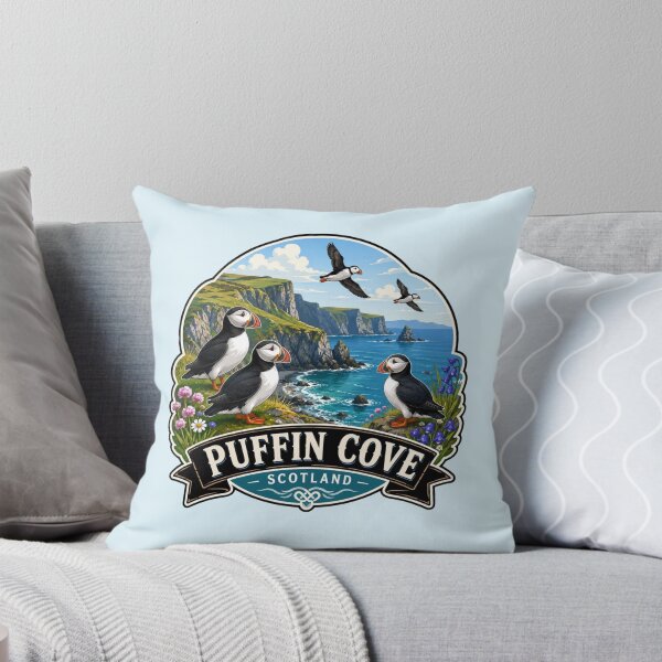 Item preview, Puffin Cove, Scotland - Atlantic Puffins and Coastal Cliffs designed and sold by Myra365Art.