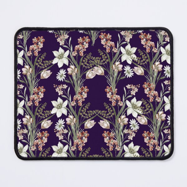Item preview, Deep Plum Vintage Botanical Lily and Blush Tulip Pattern designed and sold by Jyoti-Quotes.