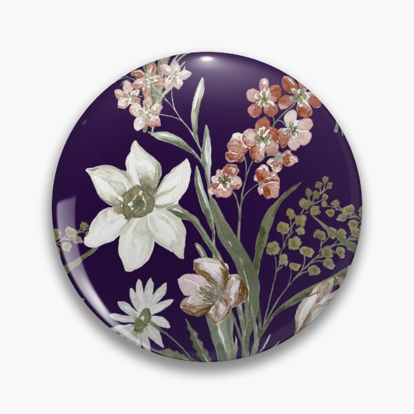 Item preview, ​Deep Plum Vintage Botanical Lily and Blush Tulip Pattern designed and sold by Jyoti-Quotes.