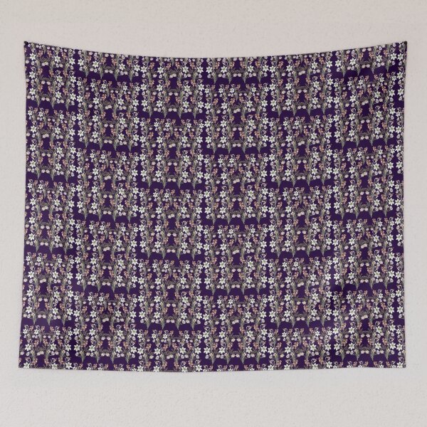 Item preview, ​Deep Plum Vintage Botanical Lily and Blush Tulip Pattern designed and sold by Jyoti-Quotes.