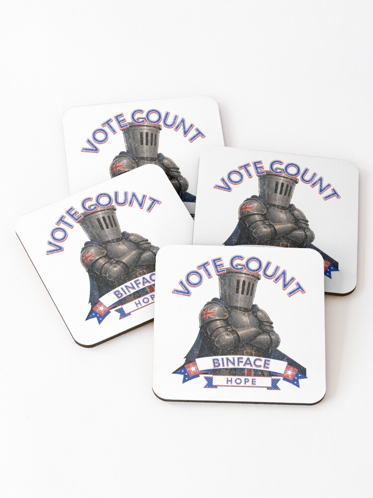 Thumbnail 1 of 5, Coasters (Set of 4), Vote Count Binface designed and sold by TheEndDesign.