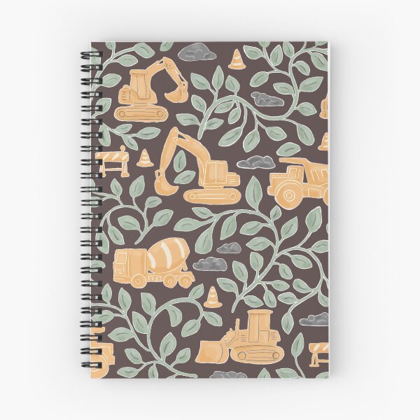 Item preview, Construction Trucks Pattern with Botanical Leaves Hand Painted  designed and sold by MaddaMom.