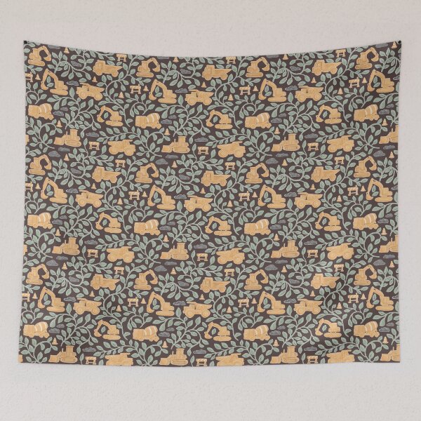 Item preview, Construction Trucks Pattern with Botanical Leaves Hand Painted  designed and sold by MaddaMom.