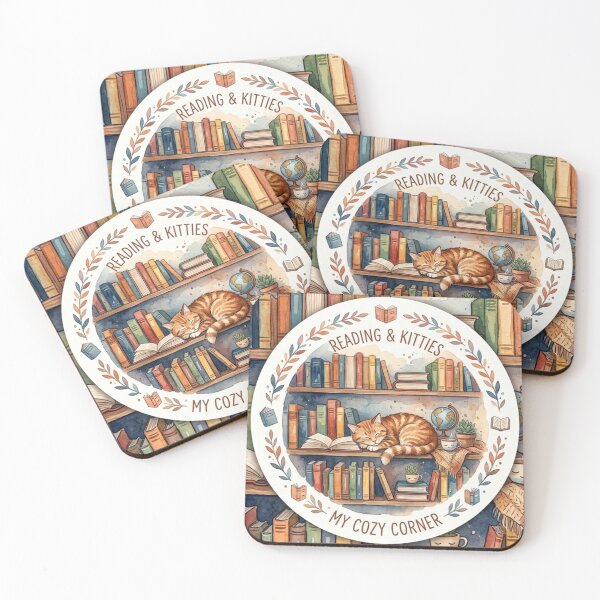 Item preview, My Cozy Corner - Watercolor Book & Cat Illustration designed and sold by DreamyBrushArt.