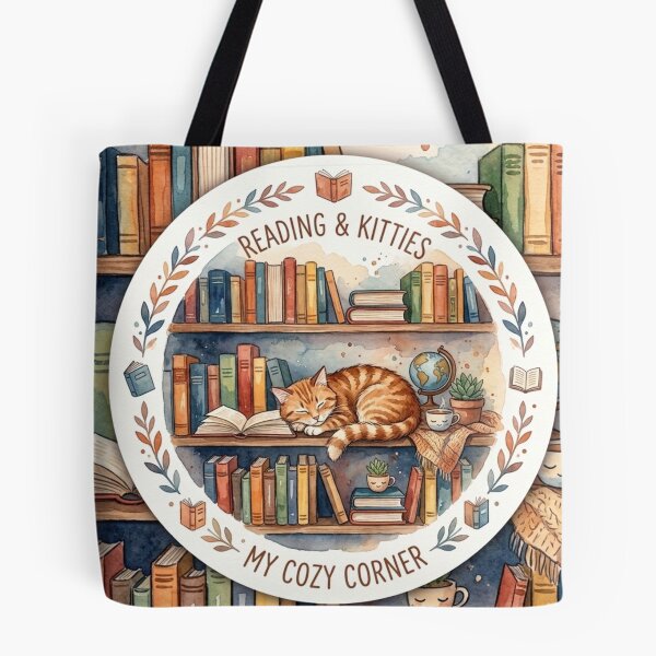 Item preview, My Cozy Corner - Watercolor Book & Cat Illustration designed and sold by DreamyBrushArt.