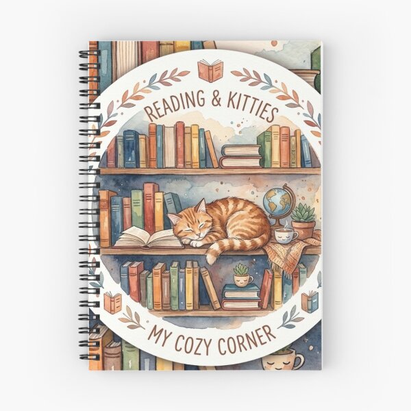 Item preview, My Cozy Corner - Watercolor Book & Cat Illustration designed and sold by DreamyBrushArt.