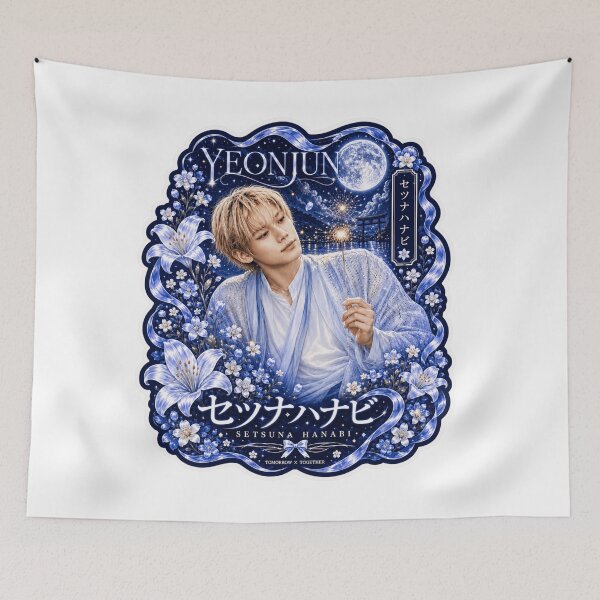 Item preview, Yeonjun TXT Setsuna Hanabi fireworks under full moon night sky designed and sold by Valeree Store.