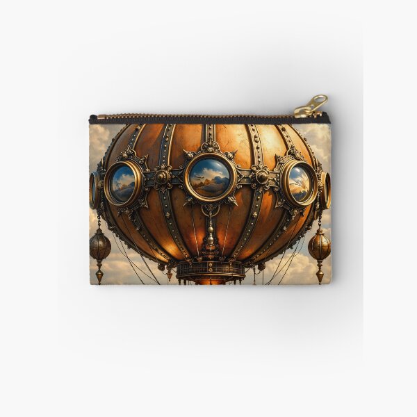 Item preview, Steampunk Hot Air Balloon Airship – Vintage Fantasy Flying Machine Print designed and sold by Kaleidoscope Print.