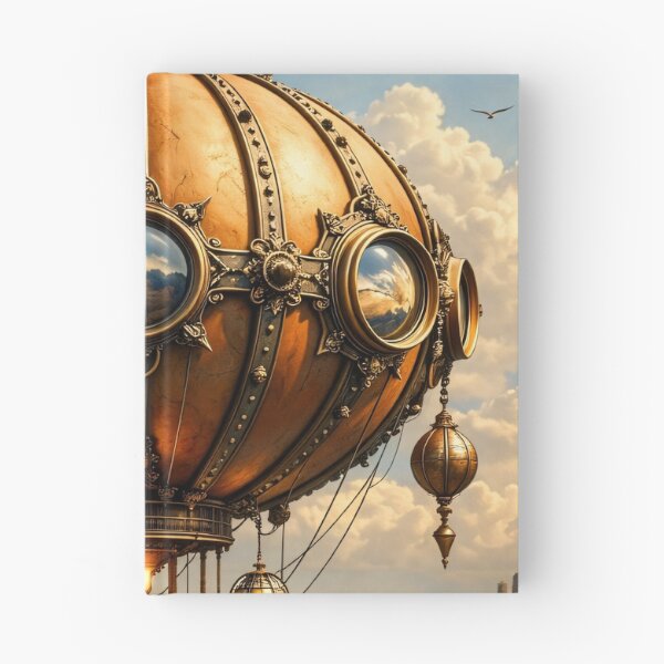 Item preview, Steampunk Hot Air Balloon Airship – Vintage Fantasy Flying Machine Print designed and sold by Kaleidoscope Print.