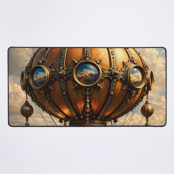 Item preview, Steampunk Hot Air Balloon Airship – Vintage Fantasy Flying Machine Print designed and sold by Kaleidoscope Print.