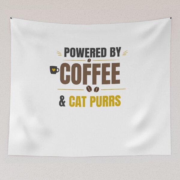 Item preview, Powered by Coffee & Cat Purrs | Funny Cat Lover Typography Design designed and sold by HeartAndArtShop.