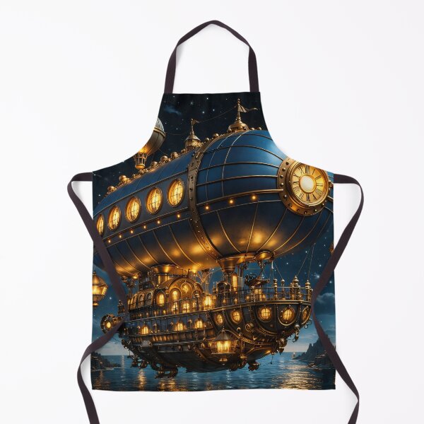 Item preview, Moonlit Steampunk Airship – Fantasy Clockwork Flying Ship Adventure Print designed and sold by Kaleidoscope Print.