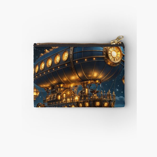 Item preview, Moonlit Steampunk Airship – Fantasy Clockwork Flying Ship Adventure Print designed and sold by Kaleidoscope Print.