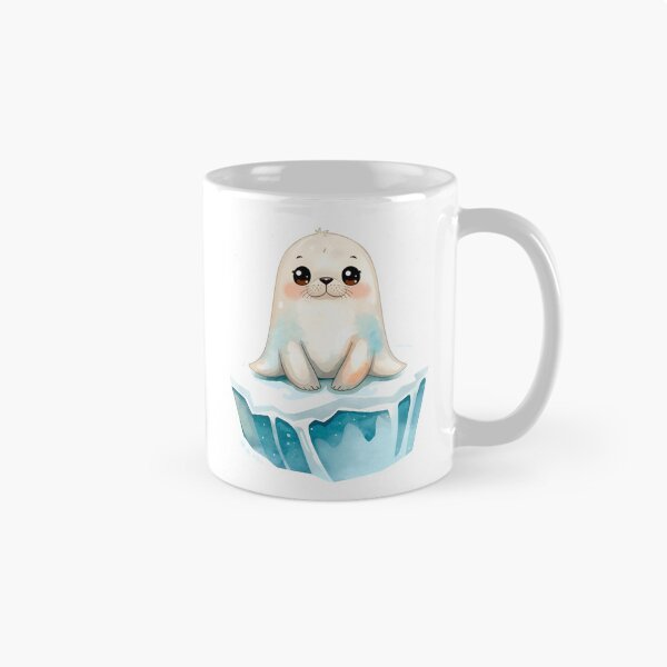 Item preview, Cute Kawaii Baby Seal on Ice Watercolor Illustration | Adorable Arctic Animal | Pastel Polar Sea Life Sticker designed and sold by PrintelloTH.