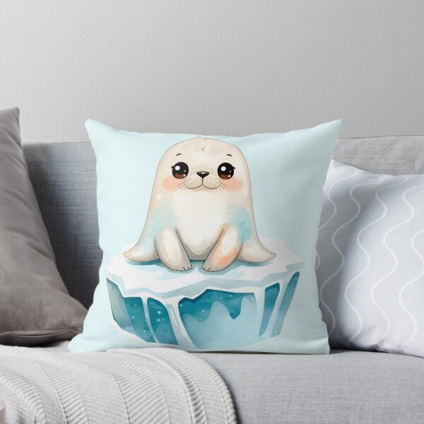 Item preview, Cute Kawaii Baby Seal on Ice Watercolor Illustration | Adorable Arctic Animal | Pastel Polar Sea Life Sticker designed and sold by PrintelloTH.