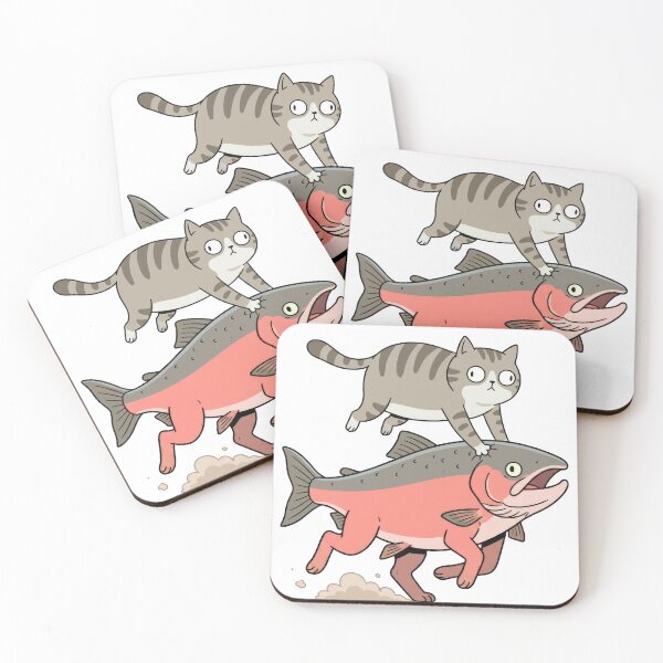 Item preview, Weird Funny Cat riding panic Salmon  designed and sold by Woketoon.