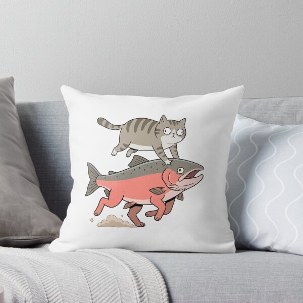 Item preview, Weird Funny Cat riding panic Salmon  designed and sold by Woketoon.